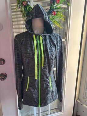 lukka Black & Neon Yellow Striped Hooded Jacket
